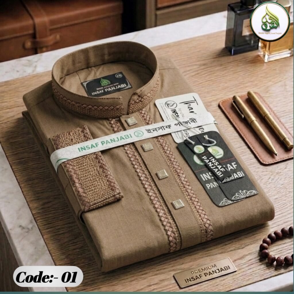 প্রিমিয়াম চমক ইনসাফ পাঞ্জাবি Code No 01 - উন্নত মানের সুতি কাপড়ের স্টাইলিশ পুরুষদের পাঞ্জাবি