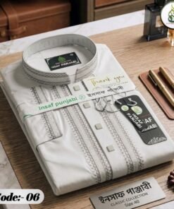 ইনসাফ প্রিমিয়াম চমক পাঞ্জাবি Code-06 White Color